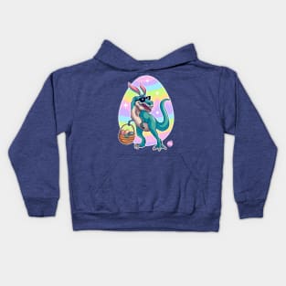 T Rex Easter Bunny With Eggs Basket Funny Dinosaur Boys Kids Kids Hoodie